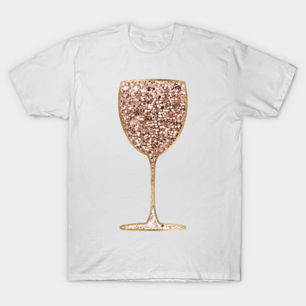 Wine - rose gold glitter T-Shirt by RoseAesthetic